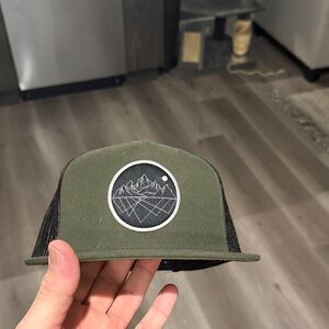 Green and Black Trucker Hat with Mountain Design